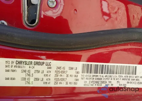 2014 Dodge Journey American Value Pkg z USA, uszkodzony, nr VIN 3C4PDCAB6ET268534